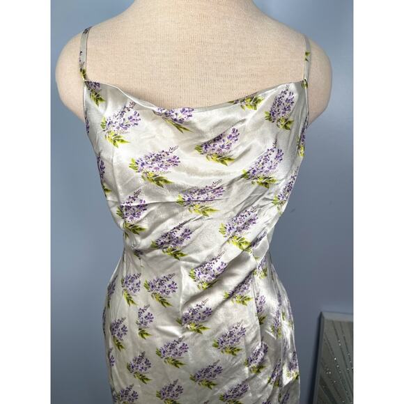 Sau Lee Gabby Floral White and Purple Slip Mini Dress Size 6 - Picture 4 of 8